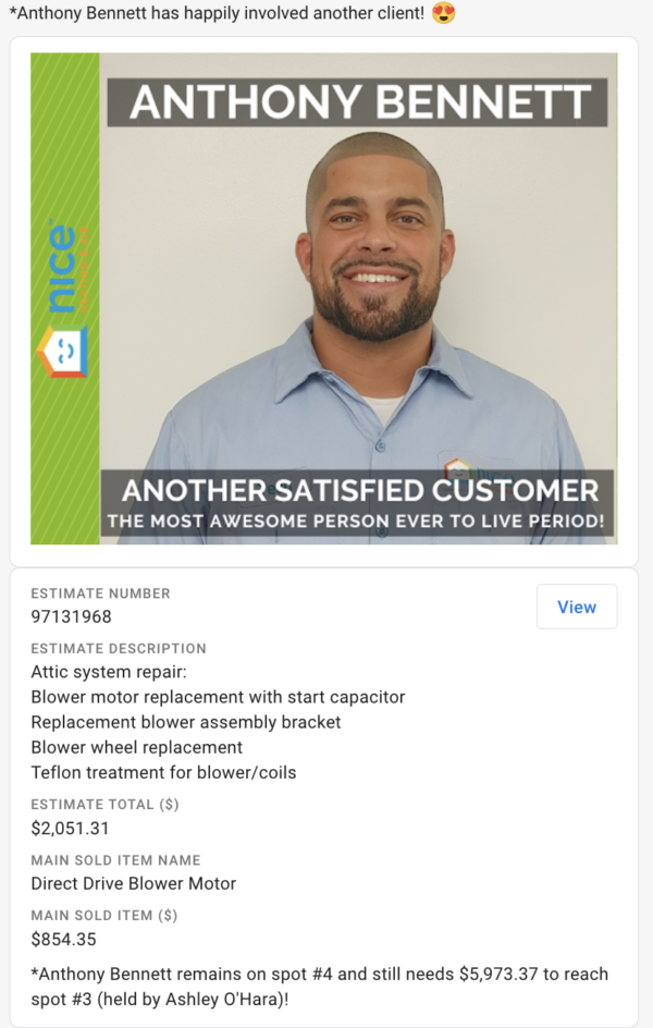 Sold Estimate Action Card